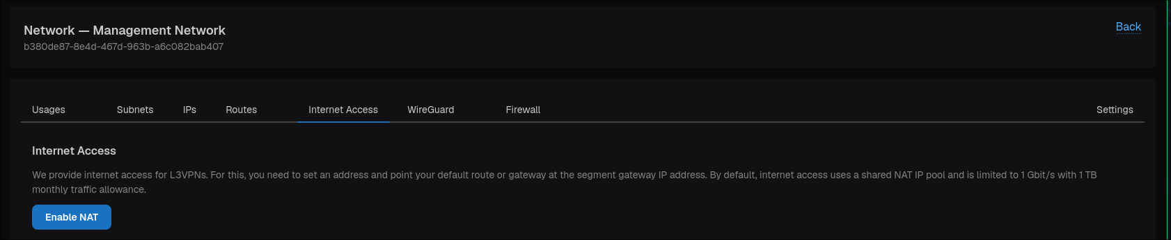 Enable Internet Access